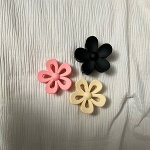 Set of Three Flower Hair Clips